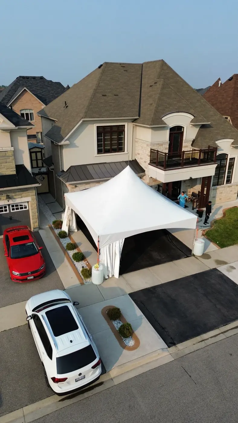 Making the most of a driveway — 20 × 20 tent tent rental by Dhillon Tents